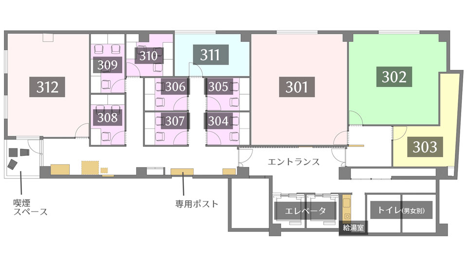 METSオフィス新宿御苑３階オフィスメインフロアマップ【2022更新・最新版】