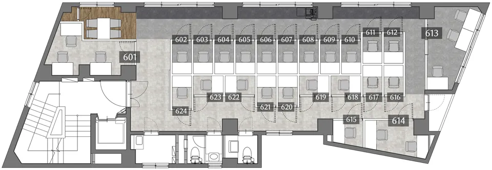 ６階レンタルオフィス間取り｜METSオフィス新宿三丁目